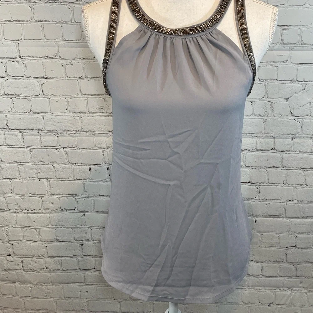 EXPRESS Tank Top Gray Beaded-Small - Picture 2 of 4